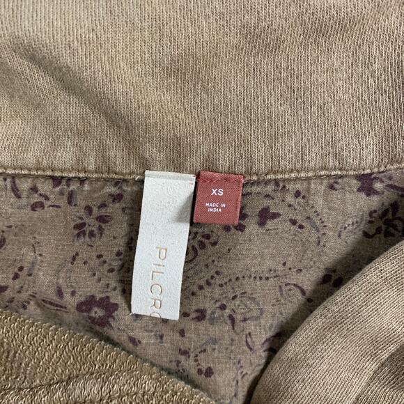 Anthropologie XS Pilcro Classic Shirt Jacket Womens Cropped 100% Cotton Tan - Picture 3 of 11